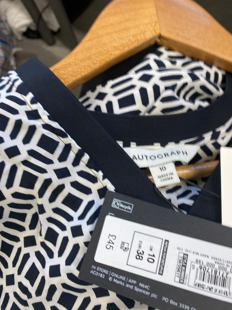 Amazing Autograph abstract Blouse New UK10 Black Monochrome HT149