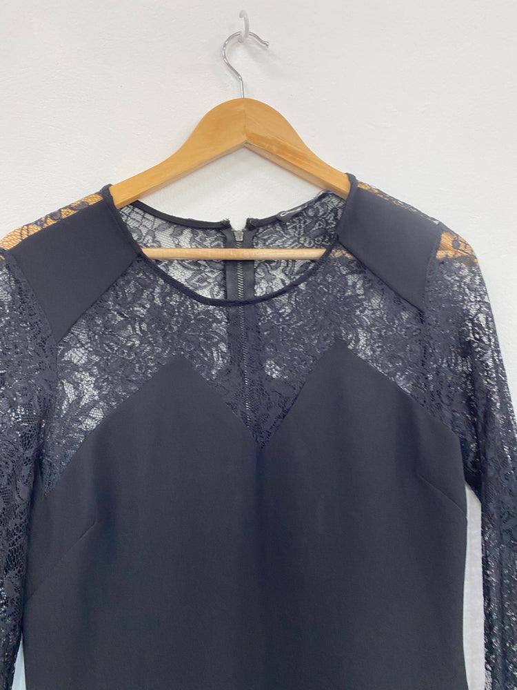 Amazing Ossie Clark London Dress UK8 Black Lace formal events party HT149