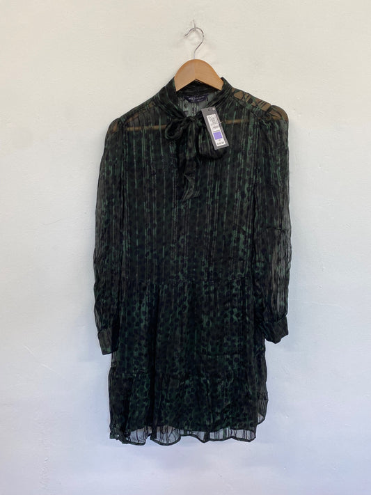Amazing M&S Collection Dress UK8 Forest Green Metallic overlay HT149