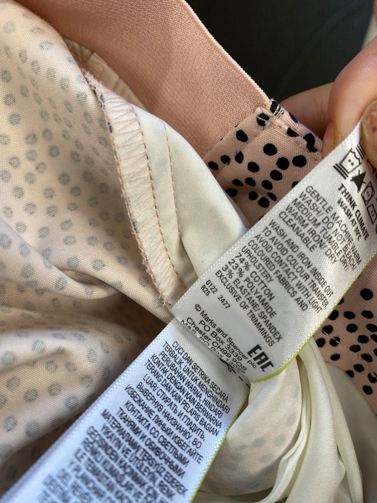 Amazing Marks & Spencers Trousers Uk8 Rose Pink Black polka dots HT149