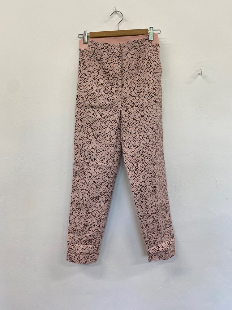 Amazing Marks & Spencers Trousers Uk8 Rose Pink Black polka dots HT149