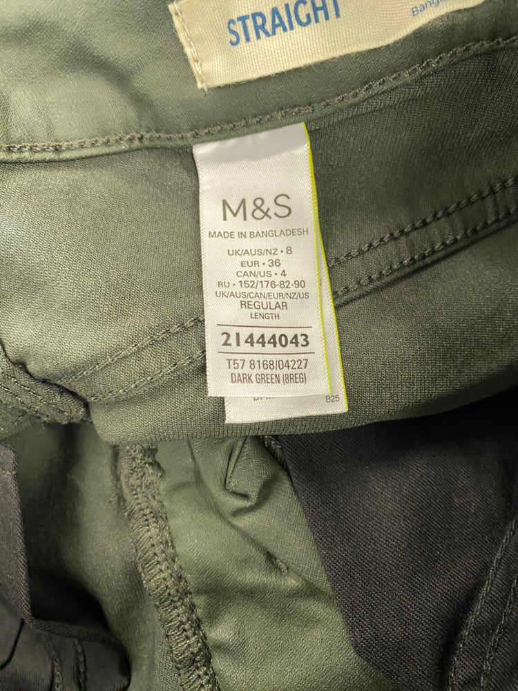 Amazing Marks & Spencers straight Jeans Uk8 Green Coated HT149