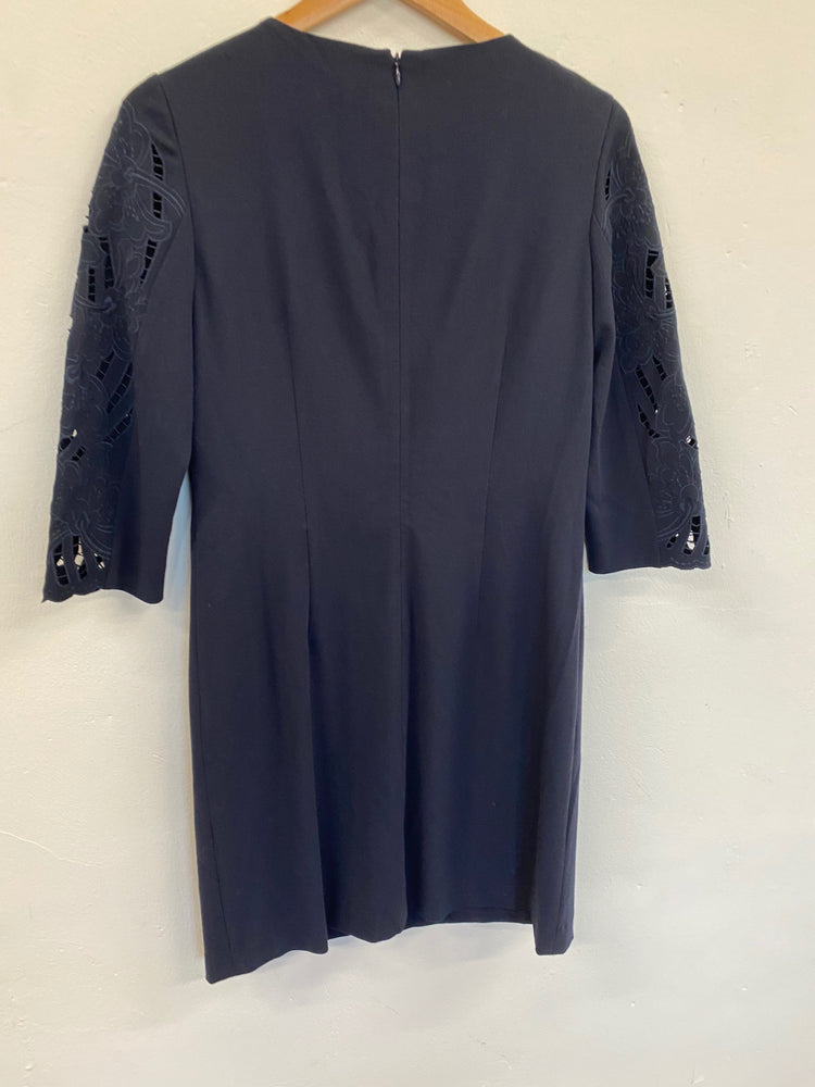 Amazing Country Casuals broderie formal Dress UK10 Navy Occasion events HB149