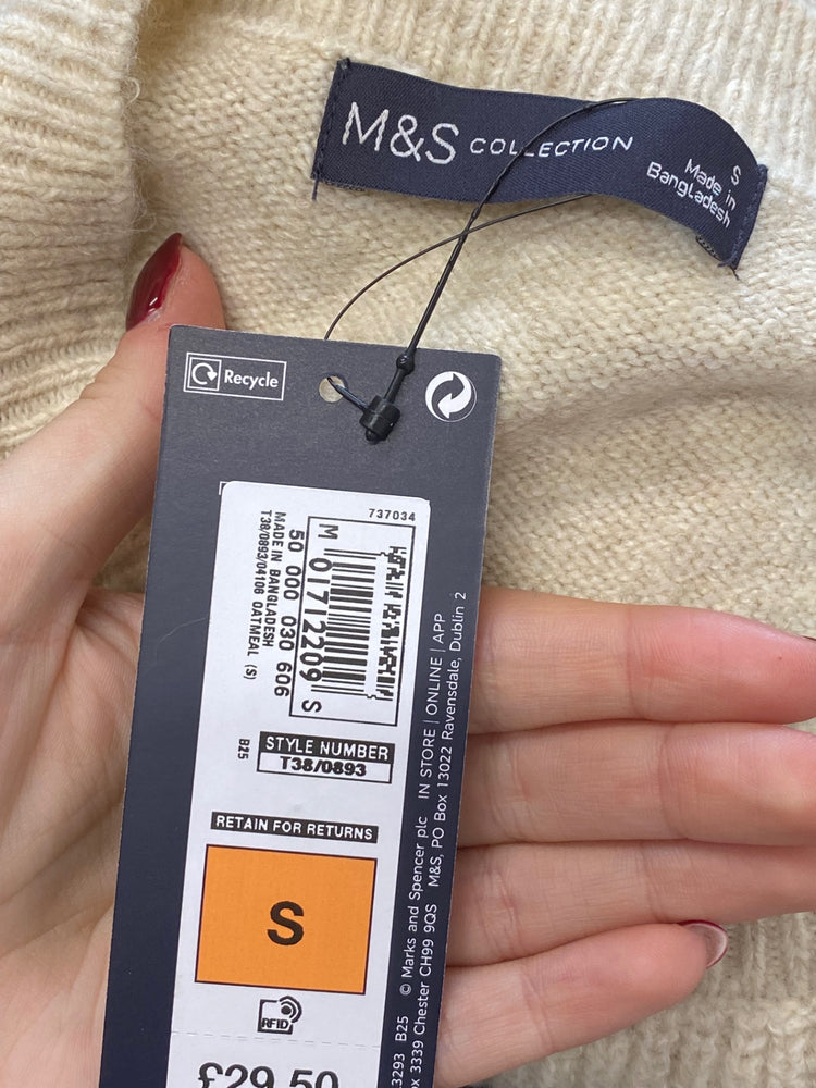 Amazing Marks & Spencers Jumper Dress UK S Beige longline jumper HT159