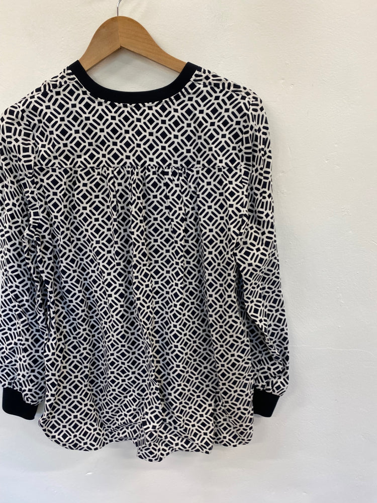 Amazing Autograph abstract Blouse New UK10 Black Monochrome HT149