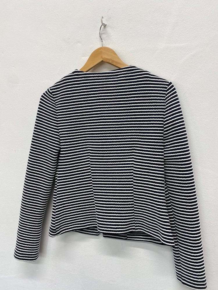 Amazing M&S Collection Jacket UK8 Navy white striped HL149