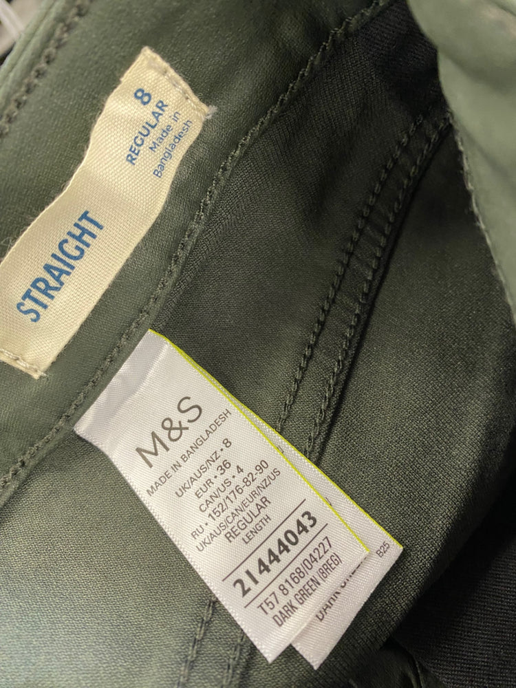 Amazing Marks & Spencers straight Jeans Uk8 Green Coated HT149