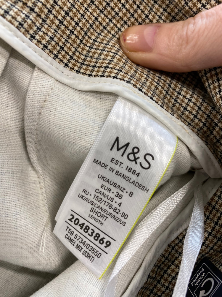 Amazing M&S The Evie Trousers Uk8 Beige Tweed 7/8th rise HT149