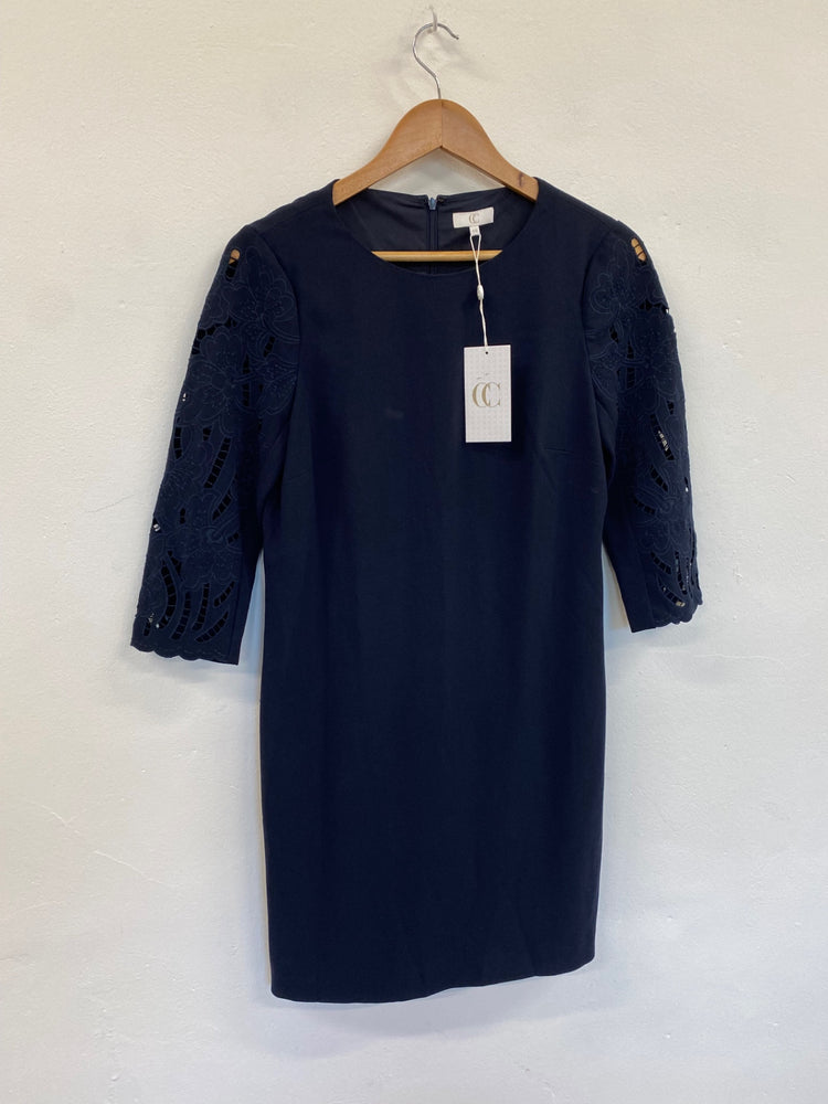 Amazing Country Casuals broderie formal Dress UK10 Navy Occasion events HB149