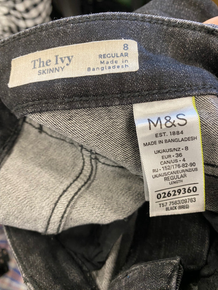 Amazing Marks & Spencer The Ivy Jeans Uk8 Black distressed raw edge HT149