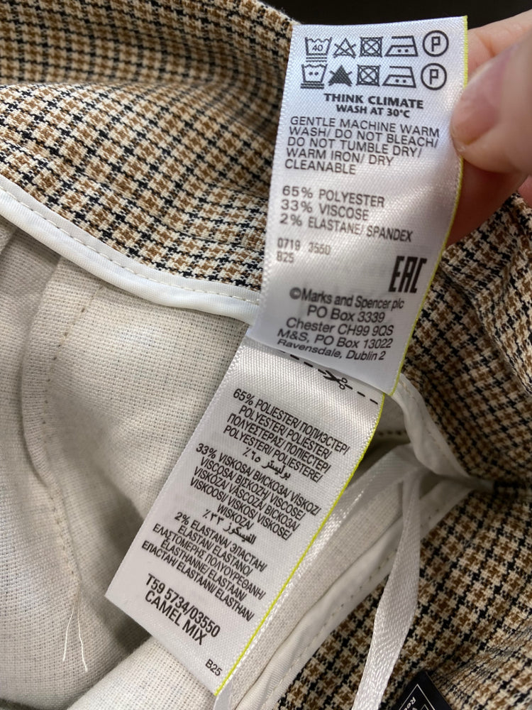 Amazing M&S The Evie Trousers Uk8 Beige Tweed 7/8th rise HT149
