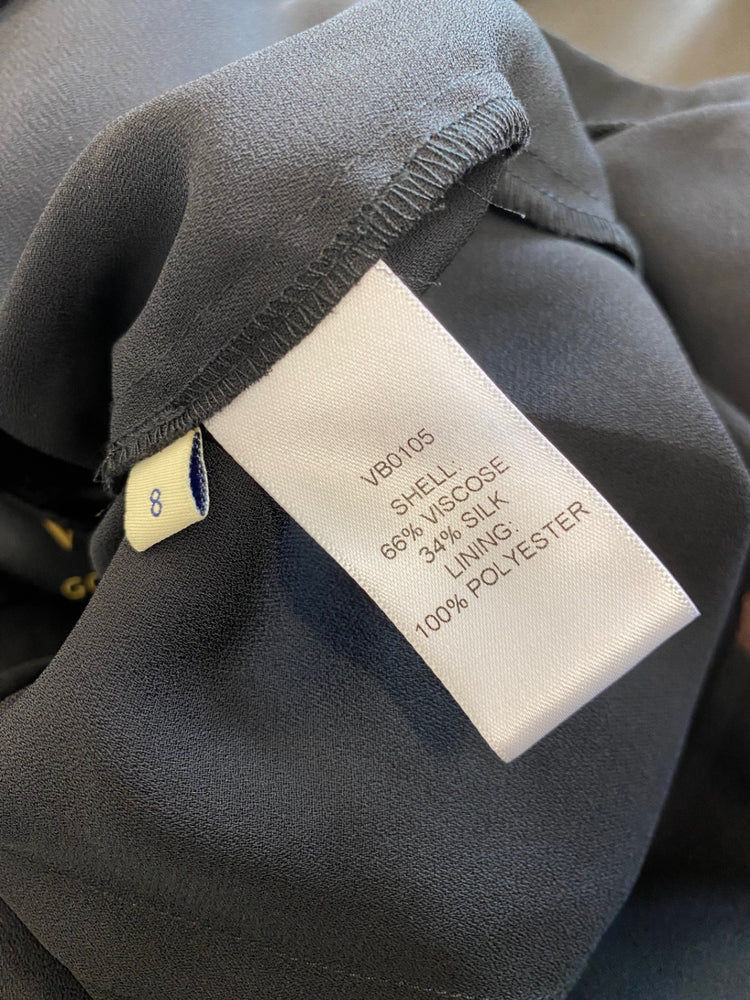 Amazing Viyella party Blouse Uk8 Black spotted velvet detail New HT149