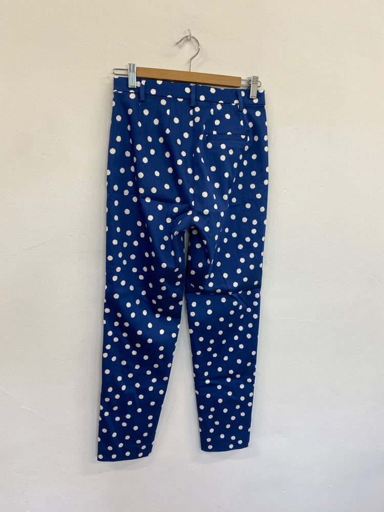 Amazing Marks & Spencers spotty cropped Trousers Uk8 Long Blue Classic HT149