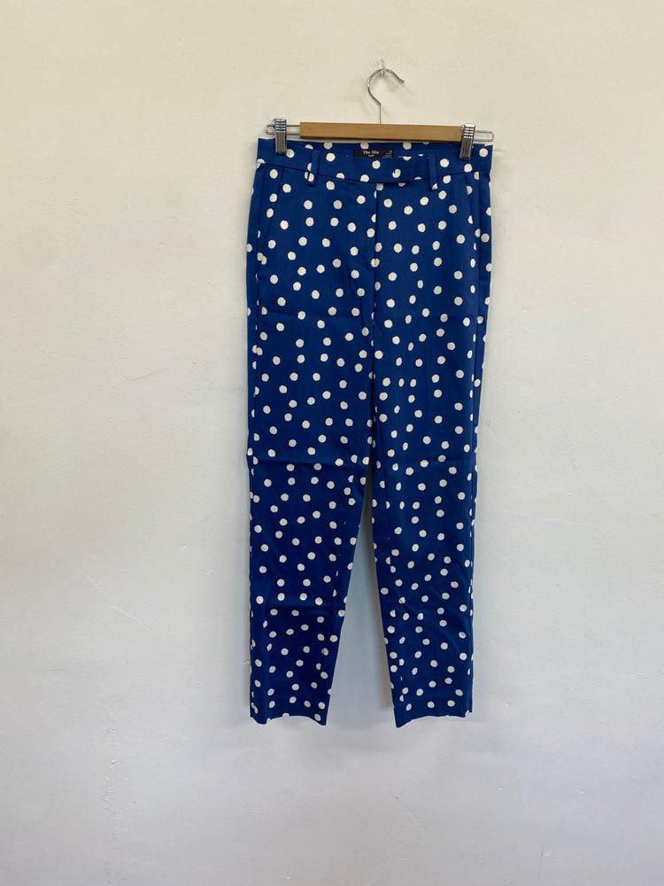 Amazing Marks & Spencers spotty cropped Trousers Uk8 Long Blue Classic HT149
