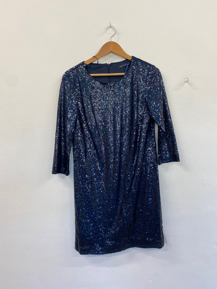 Amazing Marks & Spencers sequin Dress UK10 Navy Blue HT129