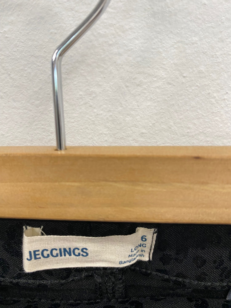 Amazing Marks & Spencers Animal Print metallic Jeggings UK6 Black HT149