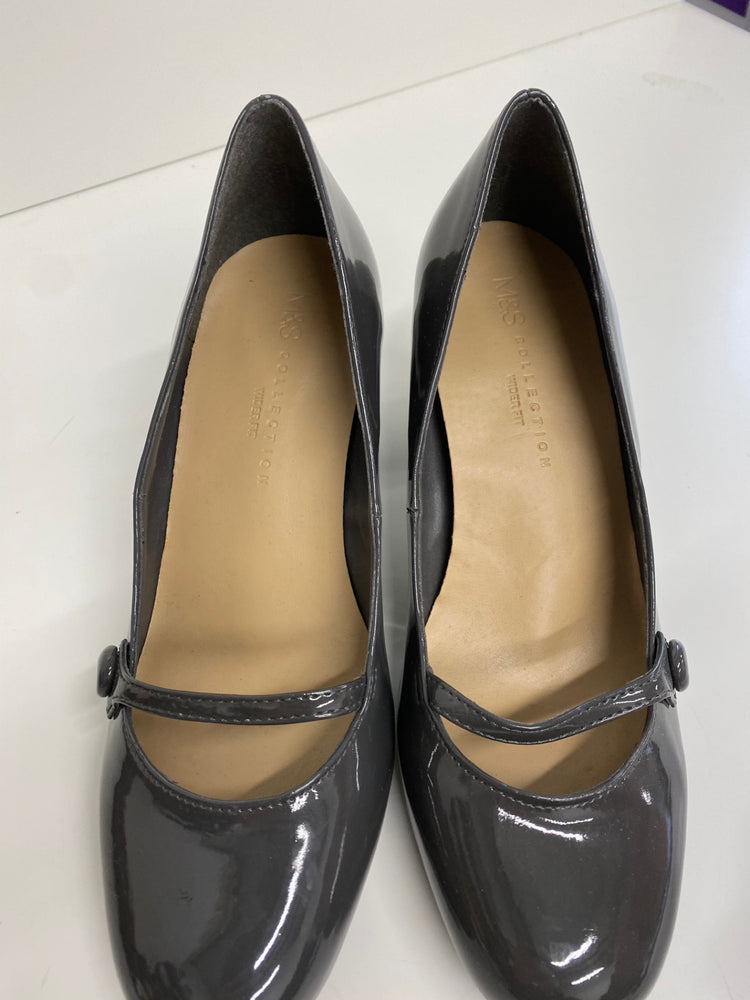 Amazing M&S Collection Mary Jane Court Shoes UK5 Grey Patent HL149