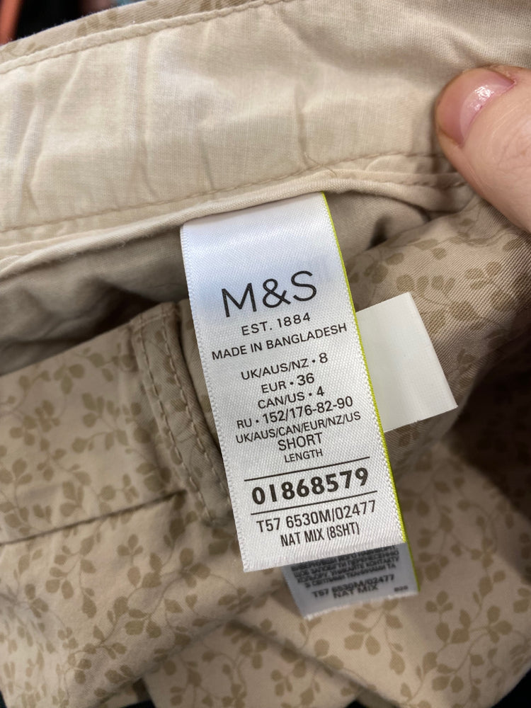 Amazing M&S Collection Cropped trousers UK8 Short Beige floral cropped HT149