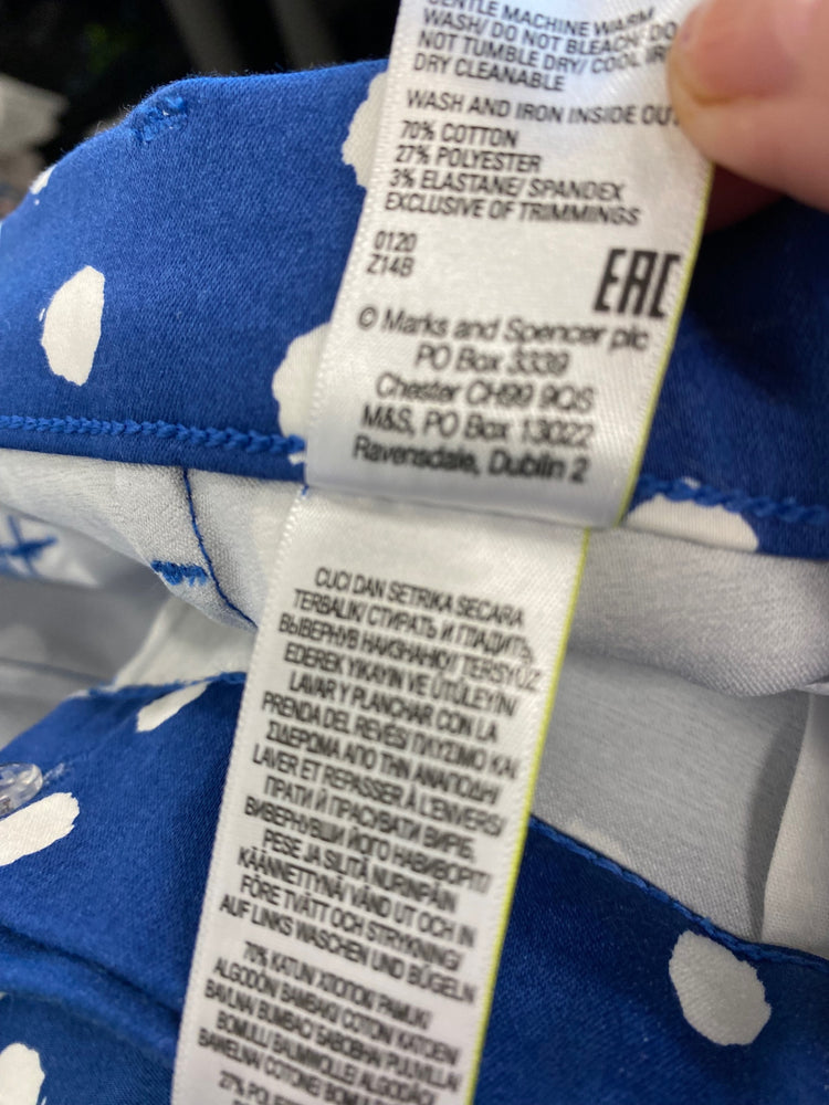 Amazing Marks & Spencers spotty cropped Trousers Uk8 Long Blue Classic HT149