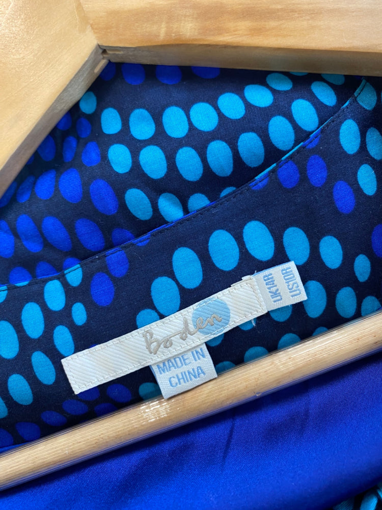Amazing Boden silk blend spotty Wrap Dress Uk14 Blue Turquoise HT149