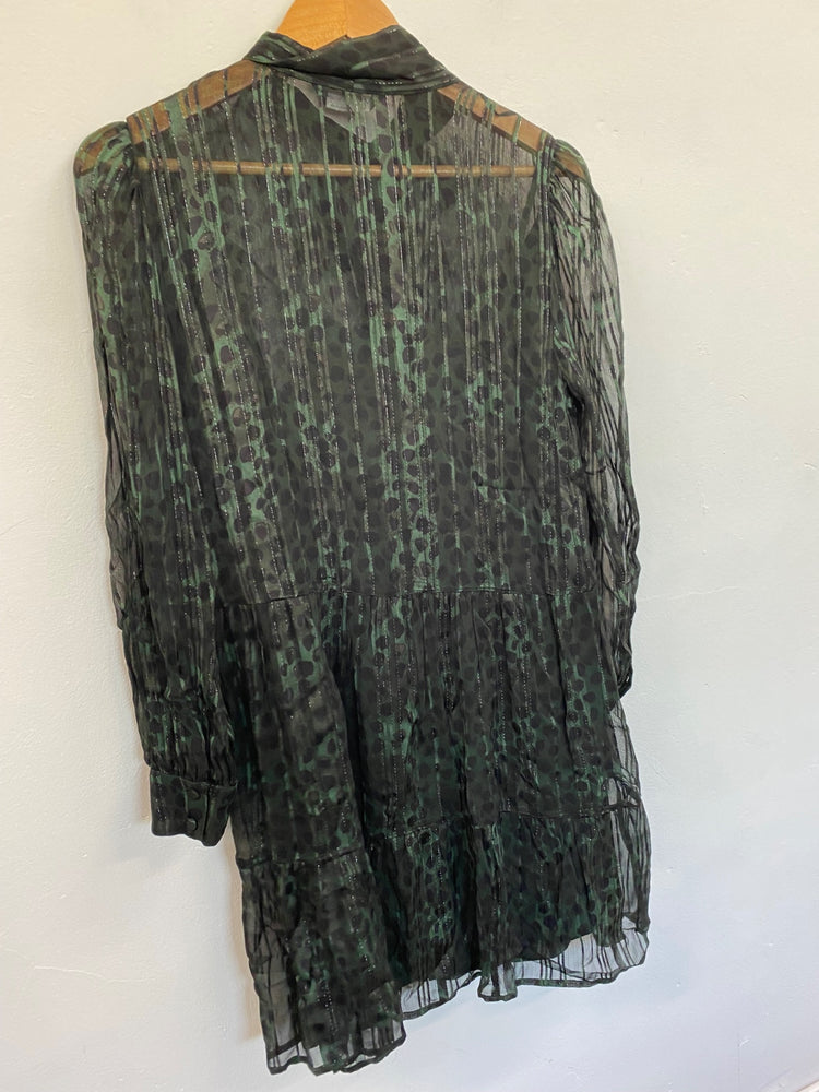 Amazing M&S Collection Dress UK8 Forest Green Metallic overlay HT149