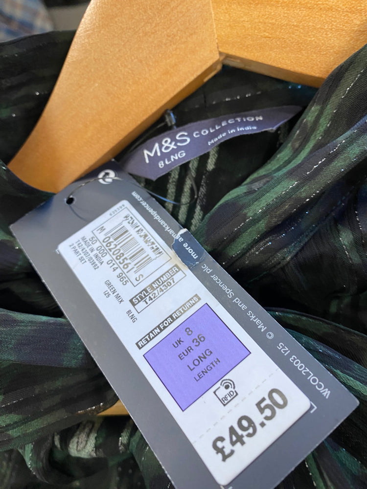 Amazing M&S Collection Dress UK8 Forest Green Metallic overlay HT149