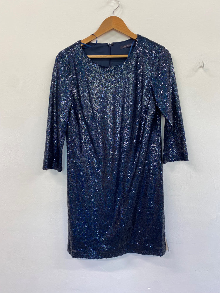 Amazing Marks & Spencers sequin Dress UK10 Navy Blue HT129
