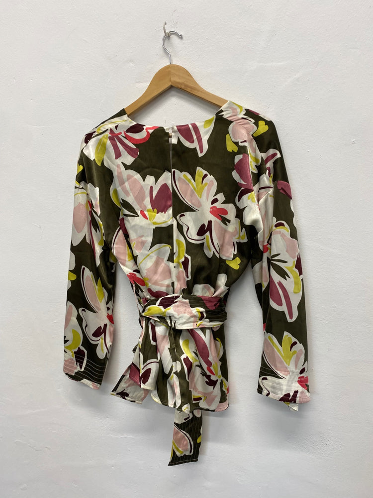 Amazing Autograph kimono belted Blouse UK10 Multicolour Oriental vibe HL149