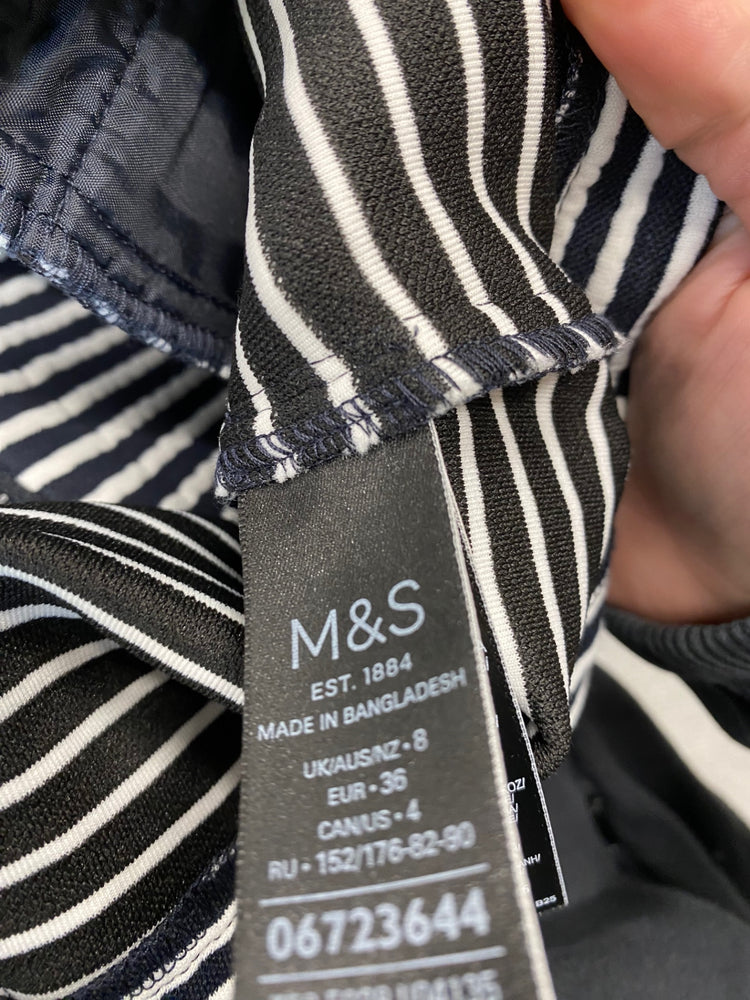 Amazing M&S Collection Jacket UK8 Navy white striped HL149