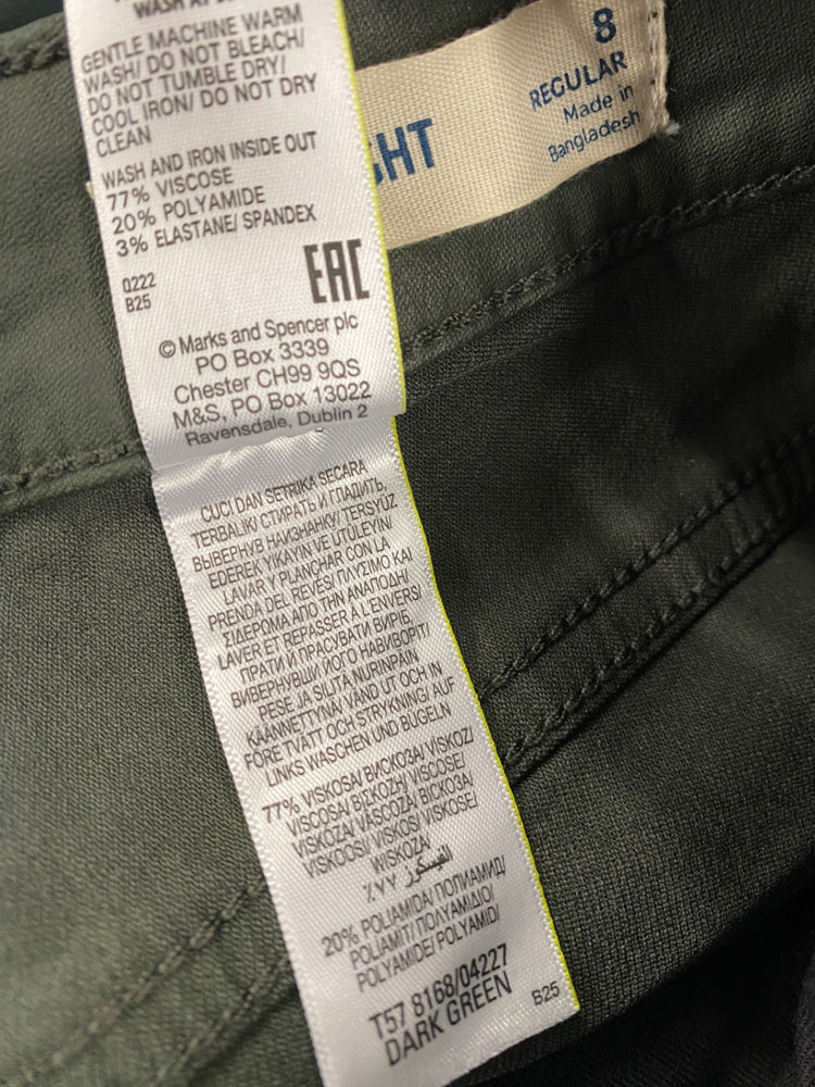Amazing Marks & Spencers straight Jeans Uk8 Green Coated HT149