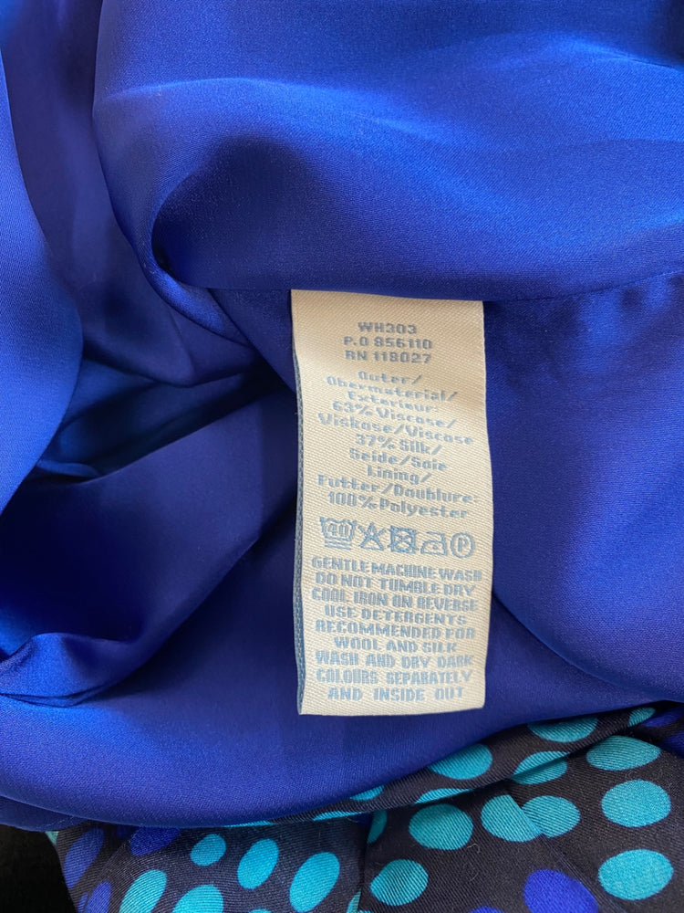 Amazing Boden silk blend spotty Wrap Dress Uk14 Blue Turquoise HT149