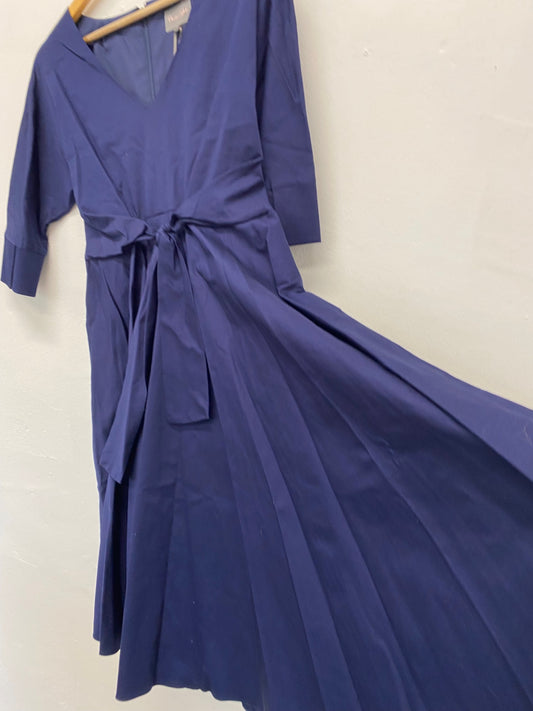 Amazing Phase Eight Taylor Tie Dress UK10 Navy blue new HL149