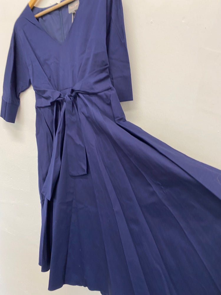 Amazing Phase Eight Taylor Tie Dress UK10 Navy blue new HL149