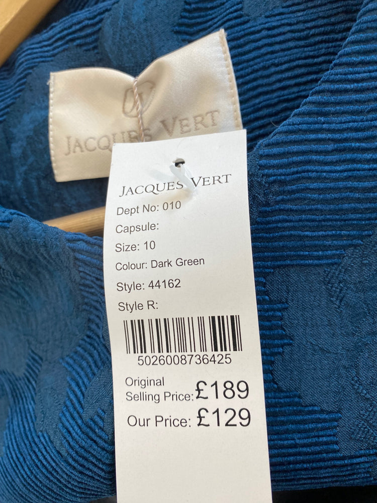 Amazing Jacques Vert textured floral mid length occasion Coat UK10 Blue Teal HT149