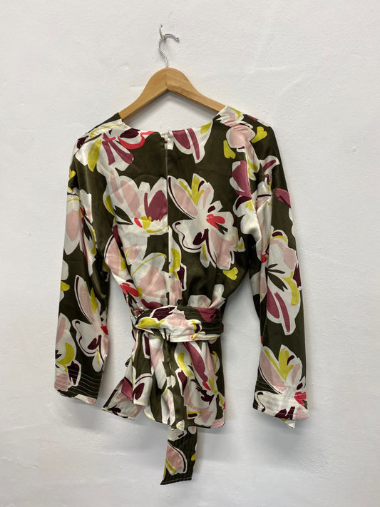 Amazing Autograph kimono belted Blouse UK10 Multicolour Oriental vibe HL149