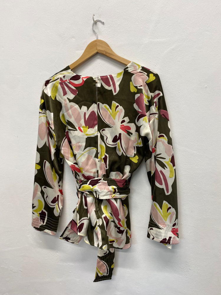 Amazing Autograph kimono belted Blouse UK10 Multicolour Oriental vibe HL149