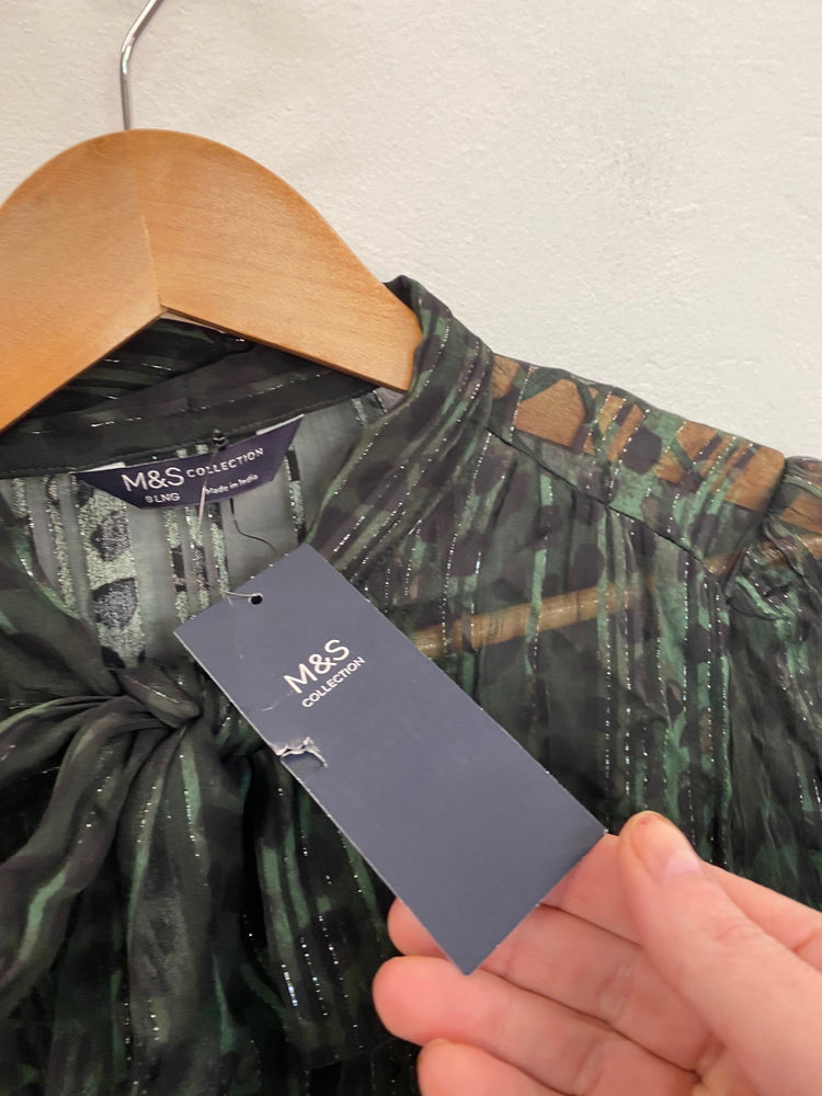 Amazing M&S Collection Dress UK8 Forest Green Metallic overlay HT149