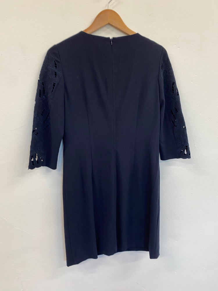 Amazing Country Casuals broderie formal Dress UK10 Navy Occasion events HB149