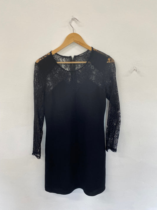 Amazing Ossie Clark London Dress UK8 Black Lace formal events party HT149