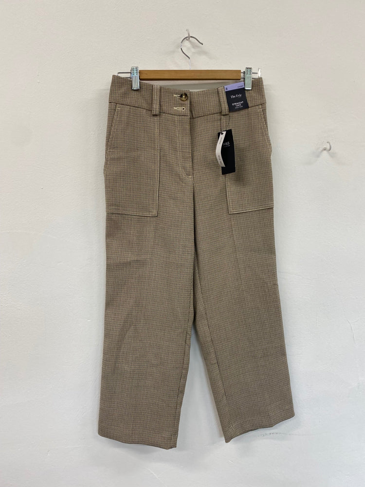 Amazing M&S The Evie Trousers Uk8 Beige Tweed 7/8th rise HT149