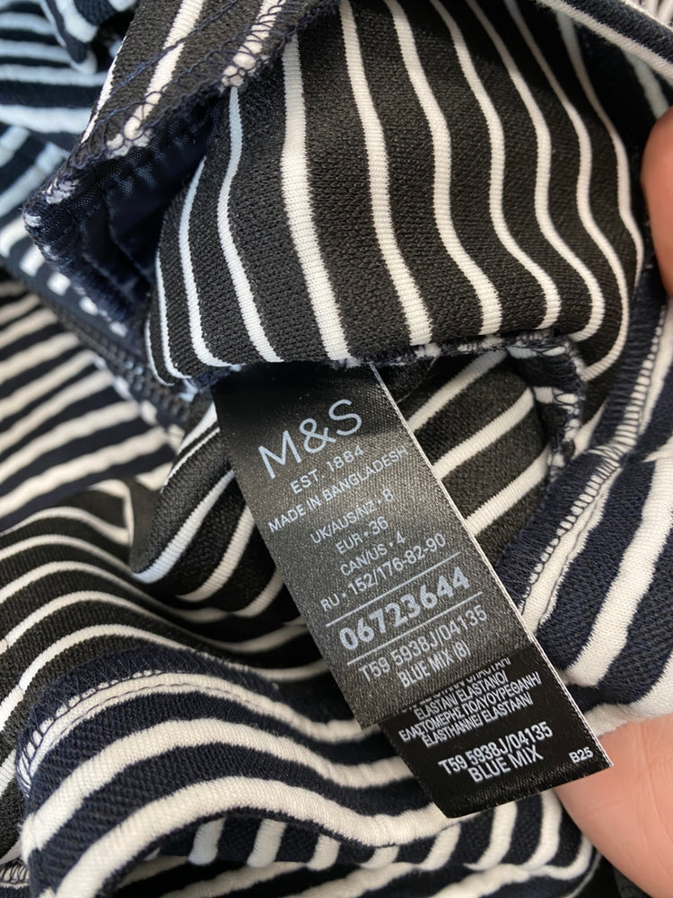 Amazing M&S Collection Jacket UK8 Navy white striped HL149