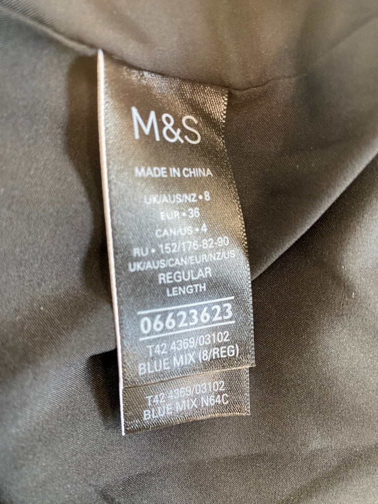 Amazing M&S Collection pleated midi Skirt Uk8 Blue & Black HT149