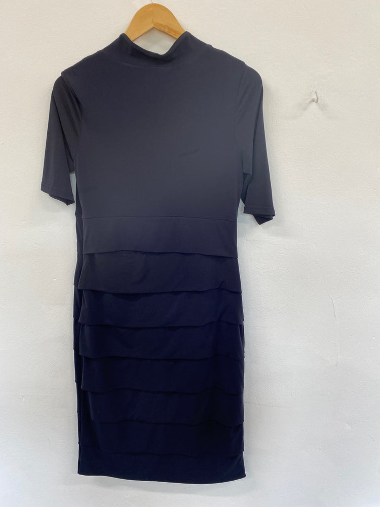 Amazing Alexon formal party Dress UK10 Navy blue Tiered HT149
