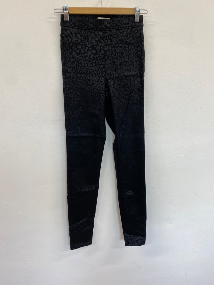 Amazing Marks & Spencers Animal Print metallic Jeggings UK6 Black HT149