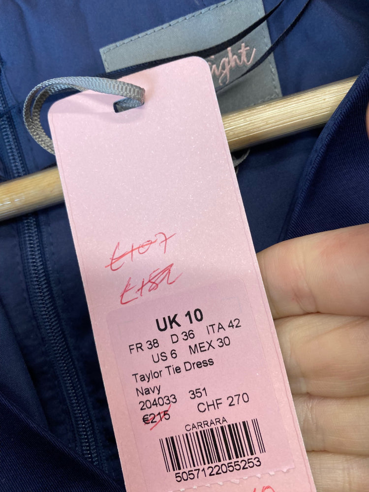 Amazing Phase Eight Taylor Tie Dress UK10 Navy blue new HL149