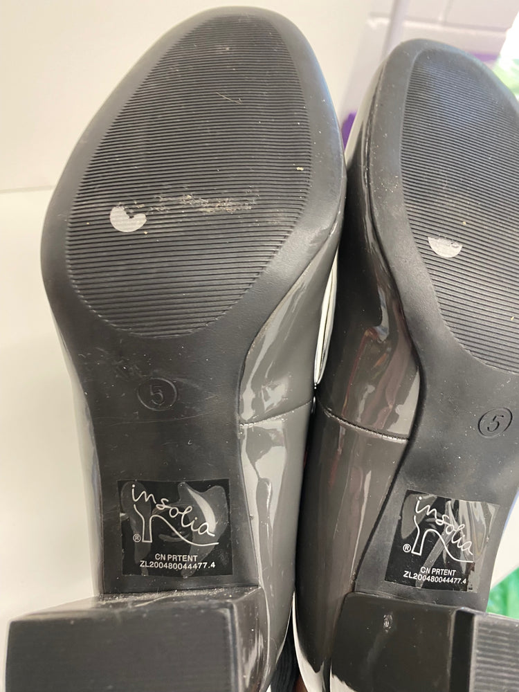 Amazing M&S Collection Mary Jane Court Shoes UK5 Grey Patent HL149