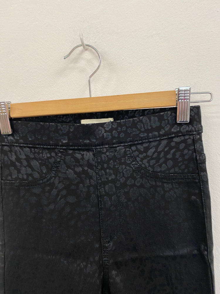 Amazing Marks & Spencers Animal Print metallic Jeggings UK6 Black HT149