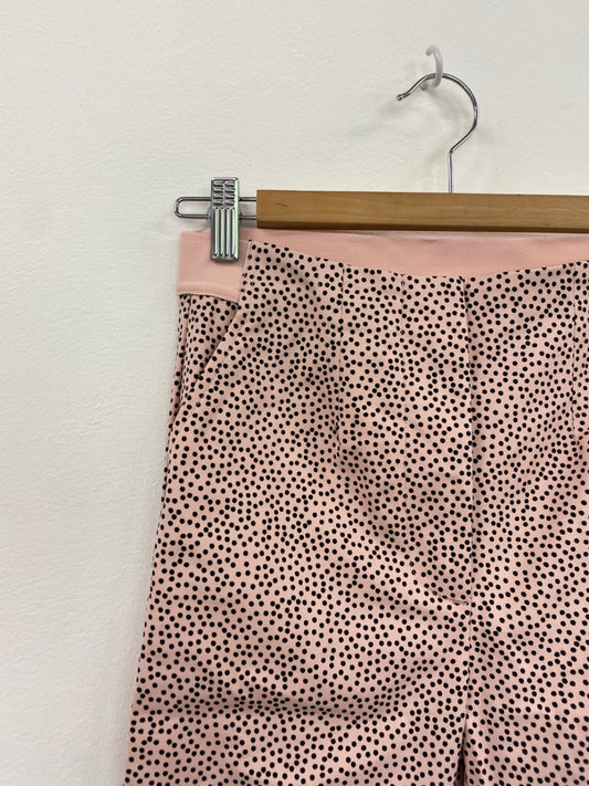 Amazing Marks & Spencers Trousers Uk8 Rose Pink Black polka dots HT149