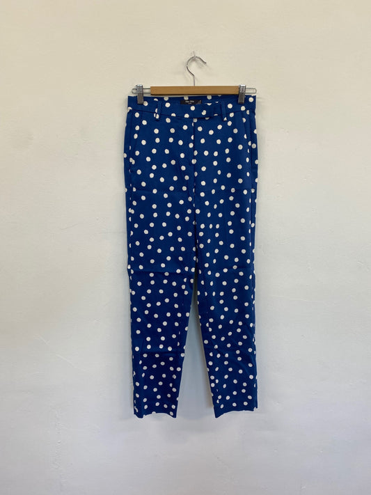 Amazing Marks & Spencers spotty cropped Trousers Uk8 Long Blue Classic HT149