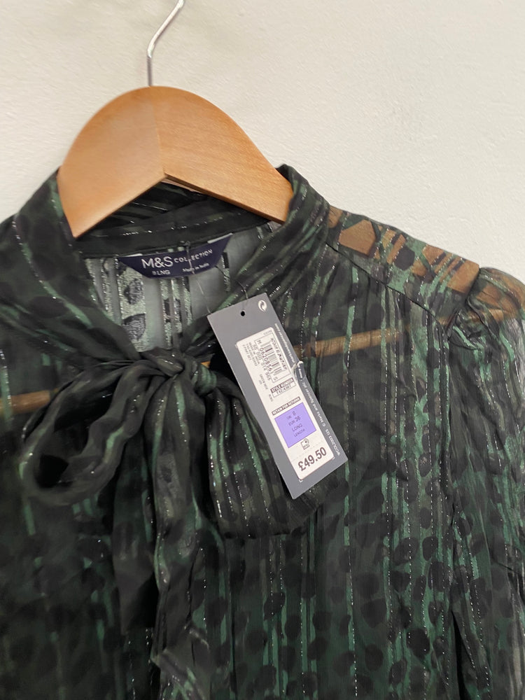 Amazing M&S Collection Dress UK8 Forest Green Metallic overlay HT149